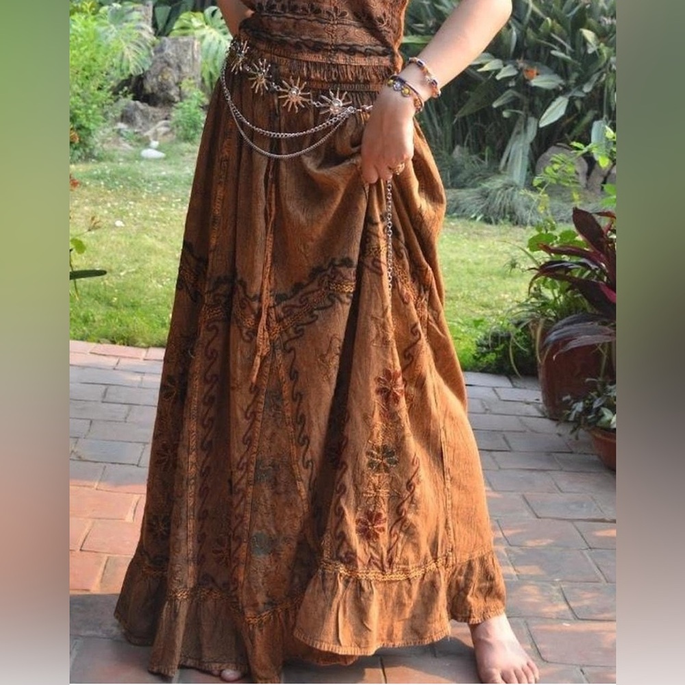Bohemian Brown Maxi Skirt